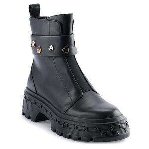 KARL LAGERFELD PARIS • 
Latisha Lug Logo Platform Booties